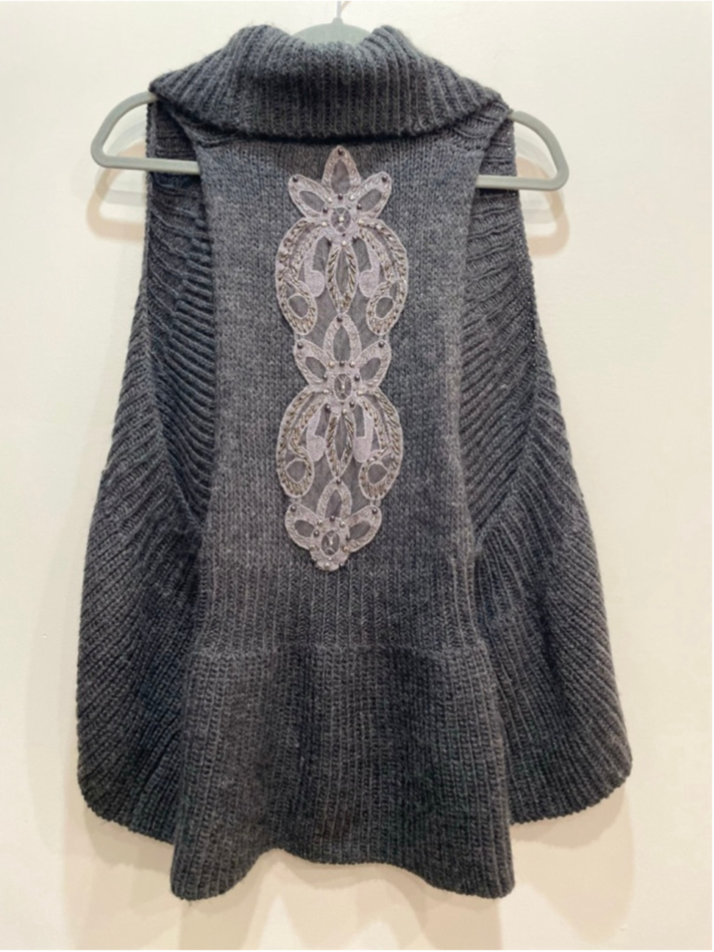 Willow & Clay Anthropology Wool Blend Knit Embellished Vest S Fairy Whimsigoth